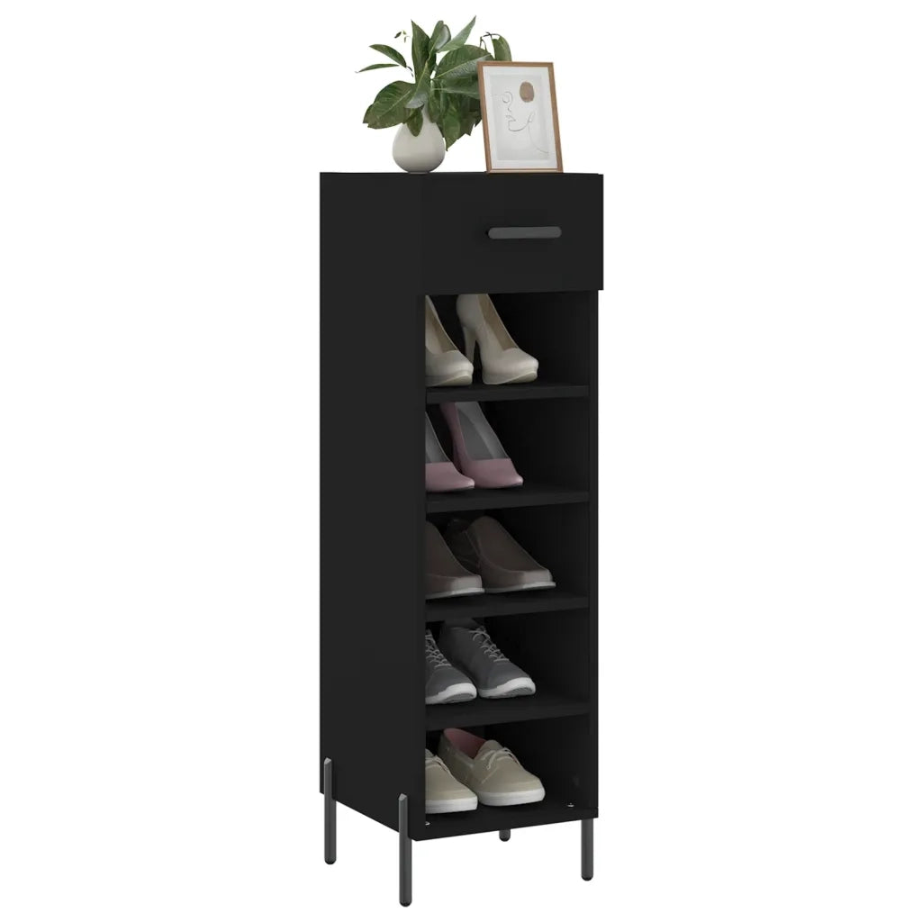 Scarpiera | Mobile per scarpe Nera 30x35x105 cm in Legno Multistrato