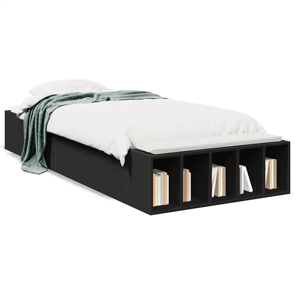 Giroletto-Struttura Letto Nero 90x190 cm in Legno Multistrato 173452