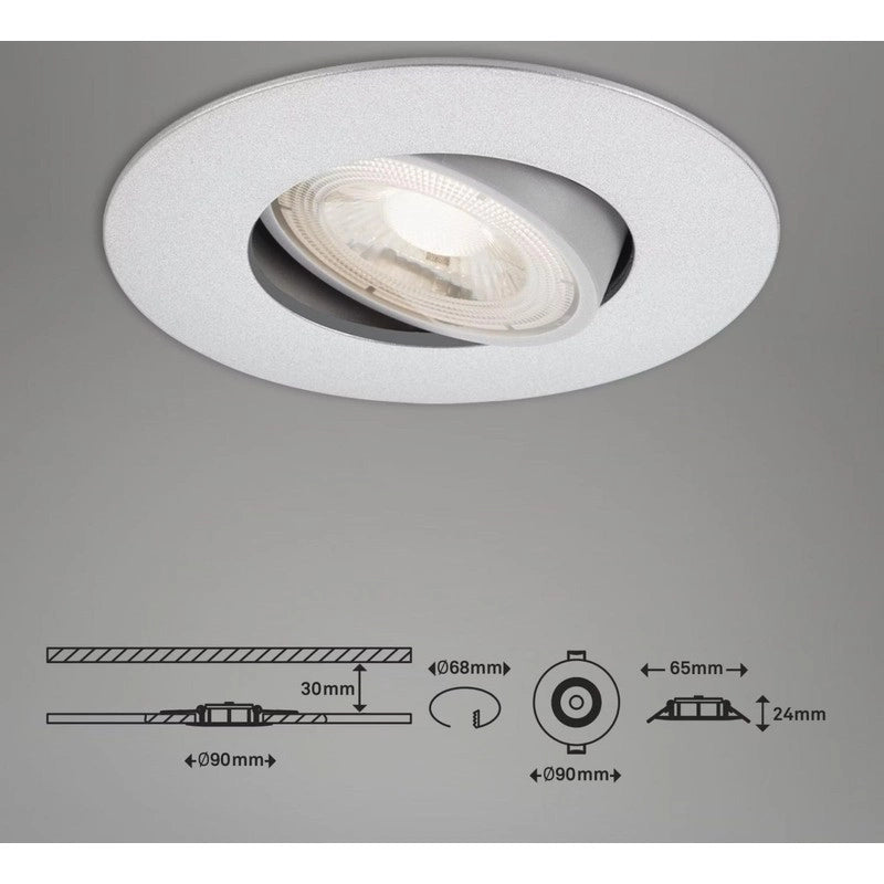 Faretto Kulana da incasso orientabile led 9 cm 5w 460lm cromo