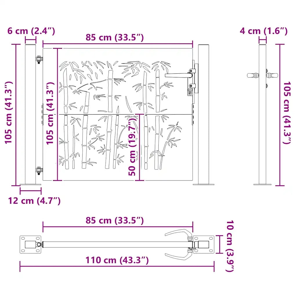 Cancello da giardino con blocco Nero 110 x 105 cm CFW9676115