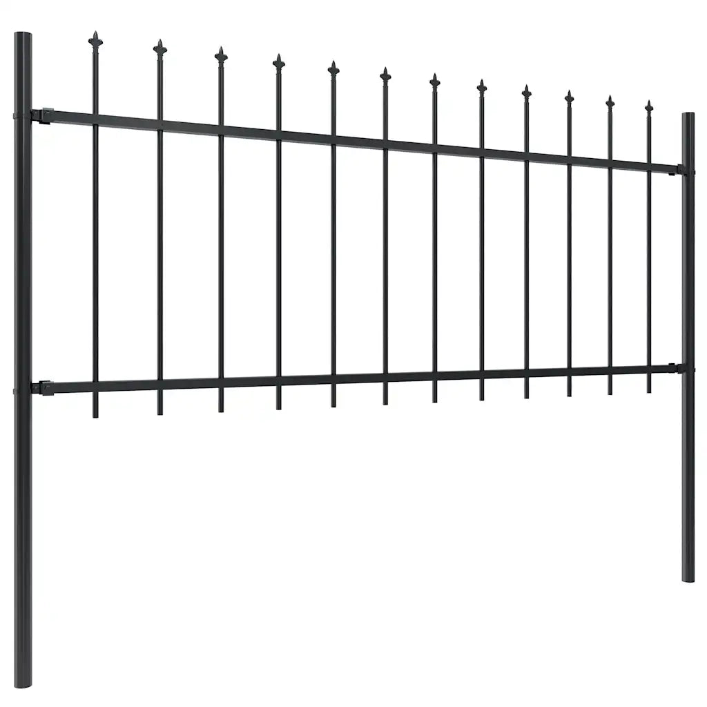 Recinzione da Giardino con Punta a Lancia in Acciaio 1172x80 cm Nero 277608