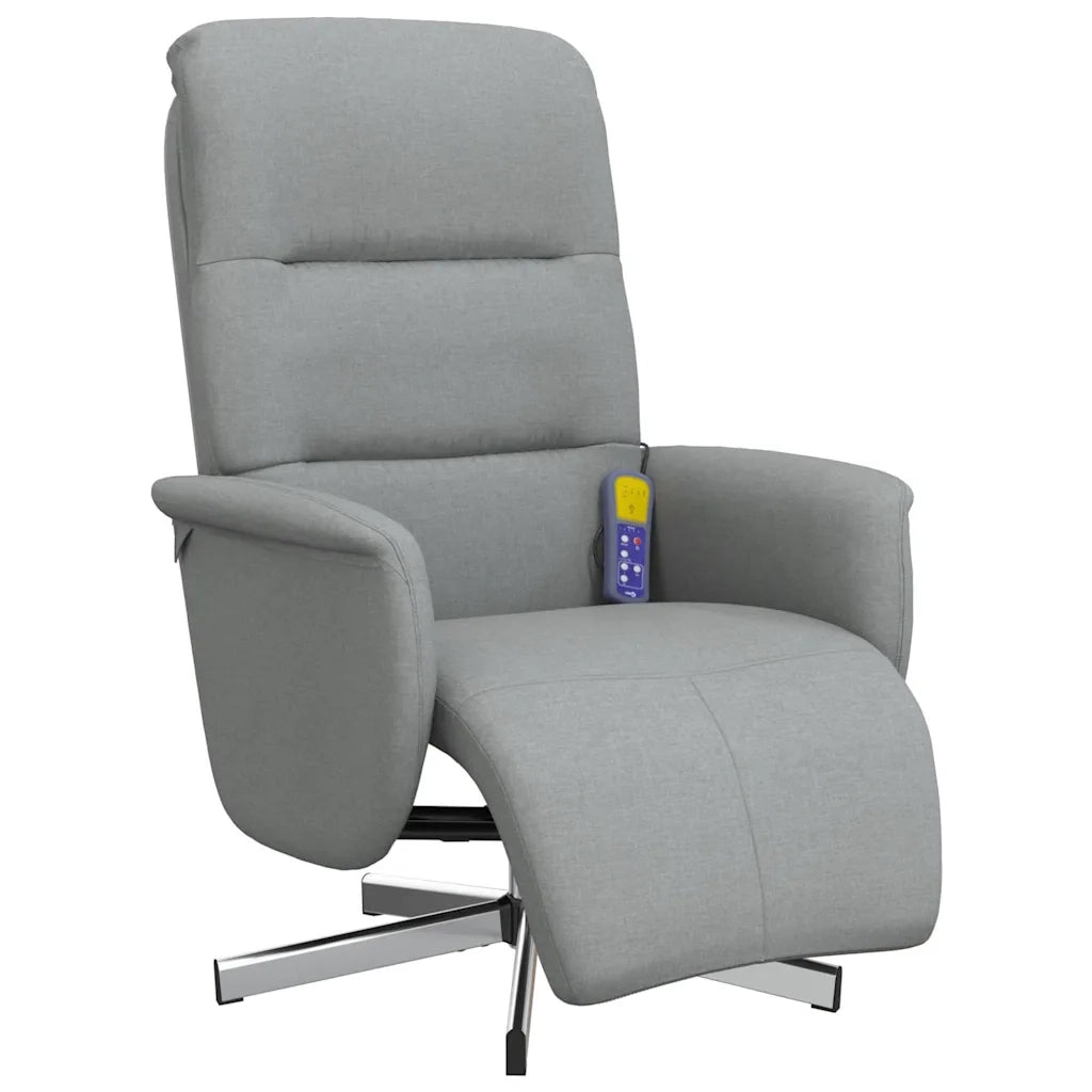 Poltrona | Sedia Relax Reclinante Massaggio Poggiapiedi Grigio Chiaro Tessuto
