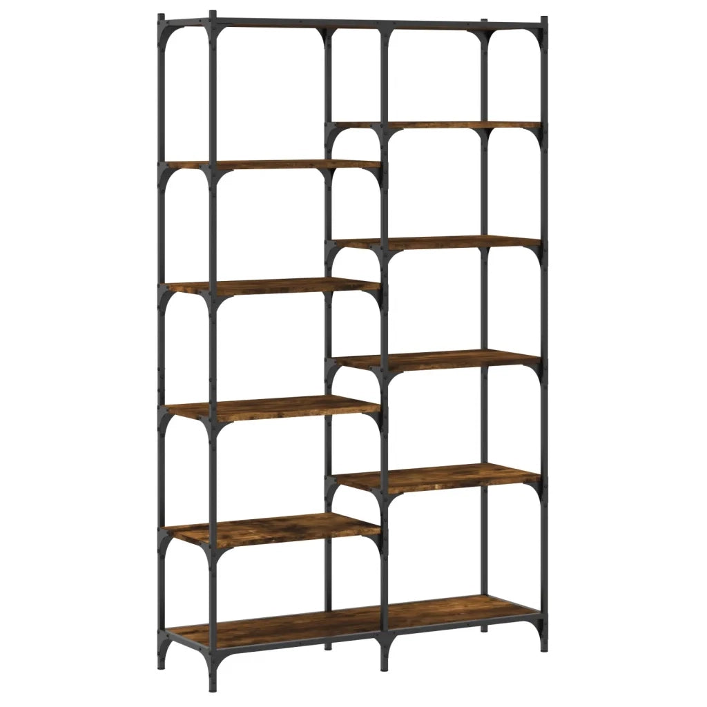 Libreria-Scaffale per Libri-Mobile di Stoccaggio Rovere Fumo 100x32x170 cm in Legno Multistrato e Ferro
