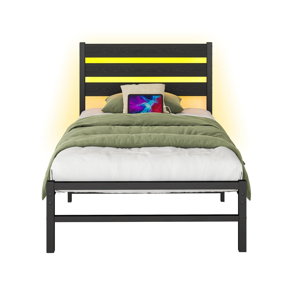 Giroletto con LED e USB ¨C MINIMAL ¨C Metallo, 90x200, Contenitore