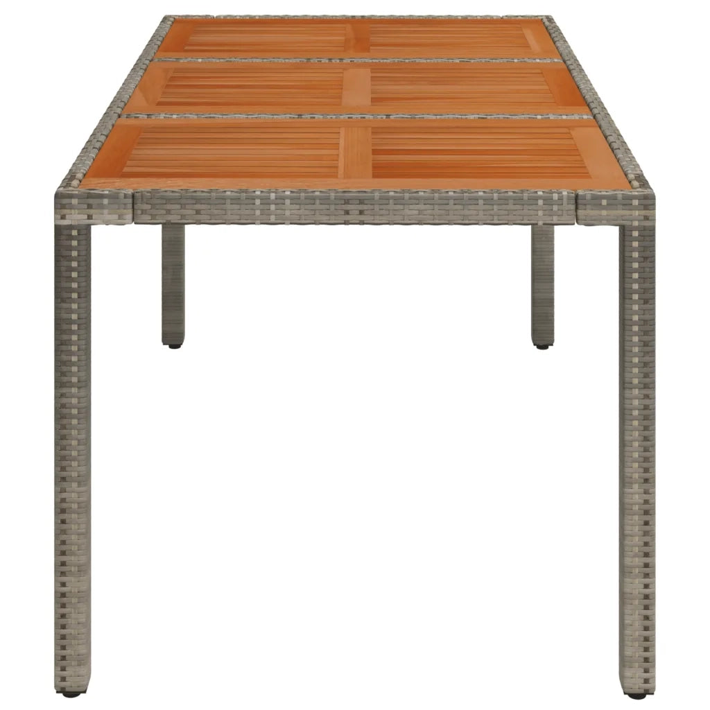 Tavolo da Giardino Piano in Legno Grigio 150x90x75cm Polyrattan cod mxl 34365
