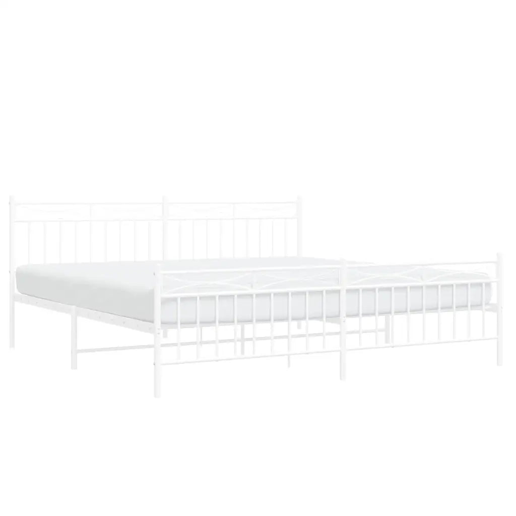 Giroletto con Testiera e Pediera Metallo Bianco 193x203 cm 373764