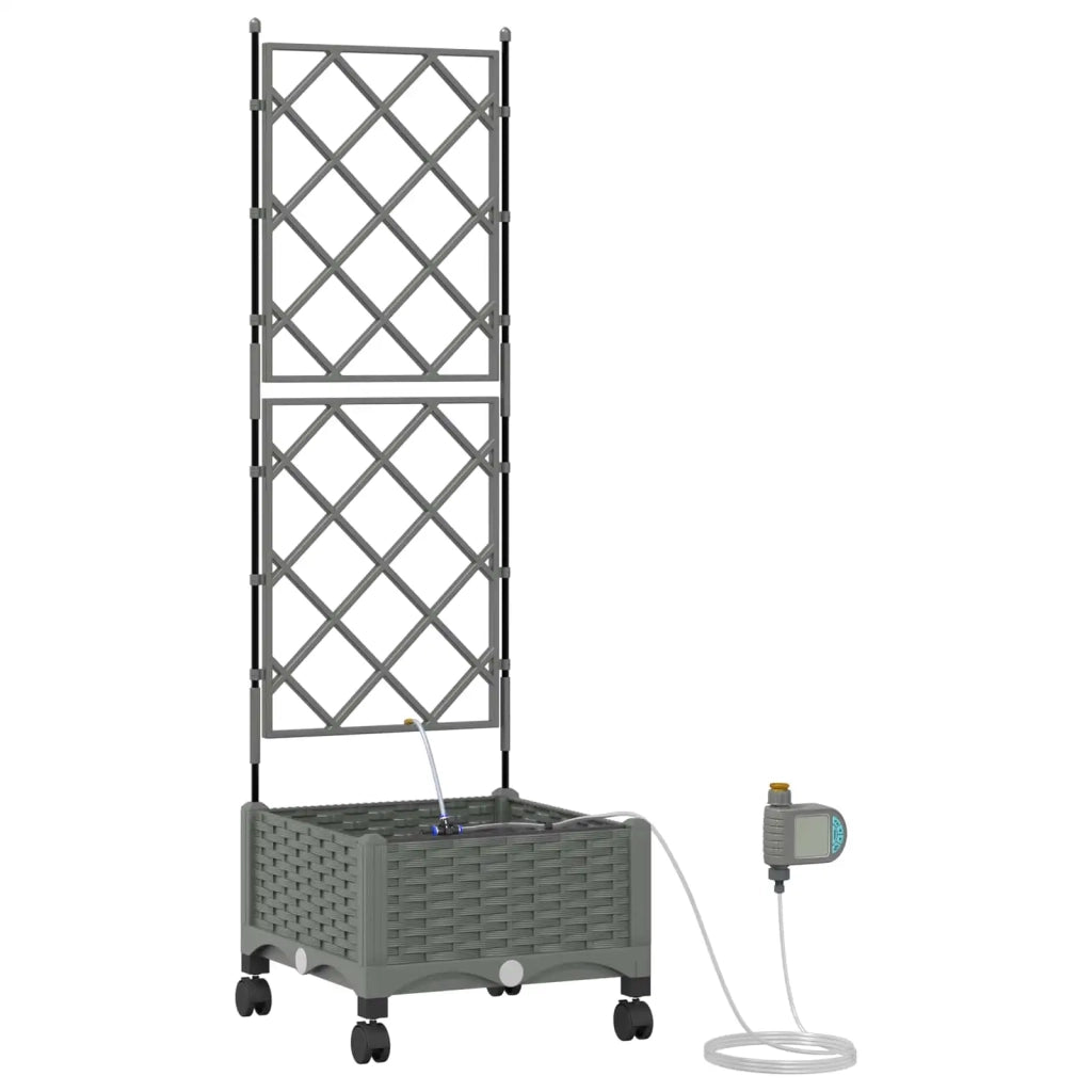 Vaso da Giardino con Irrigazione e Ruote Grigio Chiaro PP 3422947