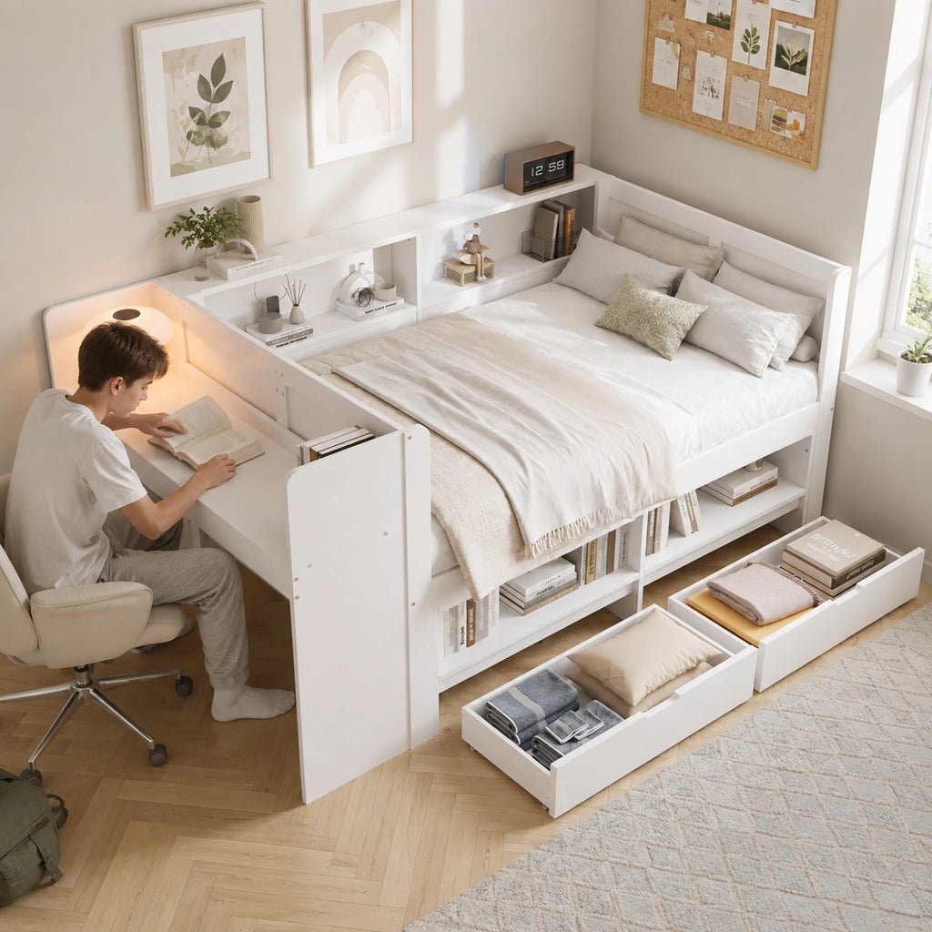 letto in legno bianco 140 x 240 cm