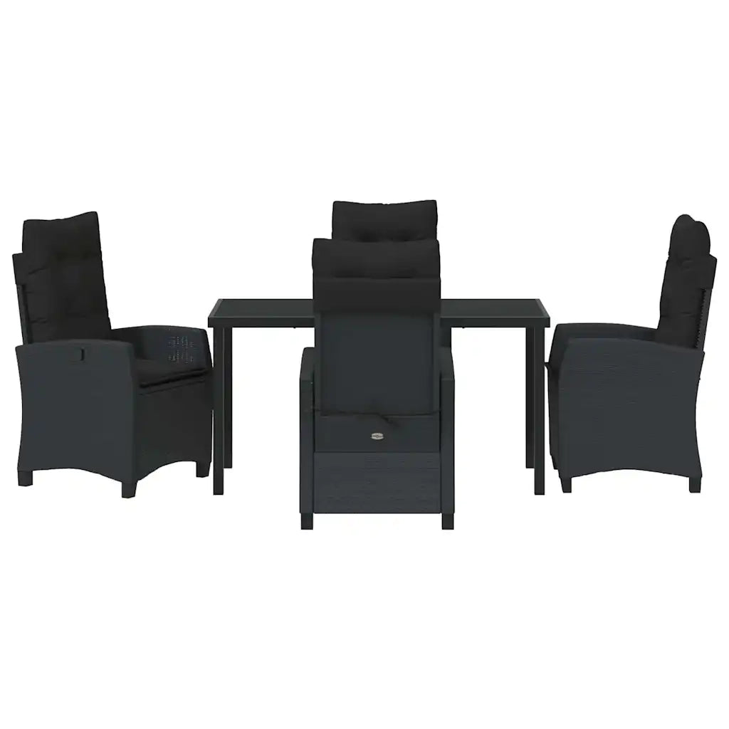 Set da Pranzo per Giardino con cuscino 5 pcs Nero polyrattan 3380374
