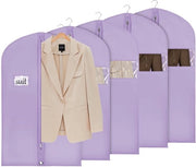 Borsa per abbigliamento per la conservazione, 60x101cm, con vetrina trasparente per giacche, camicie, magliette, 5 pezzi, viola