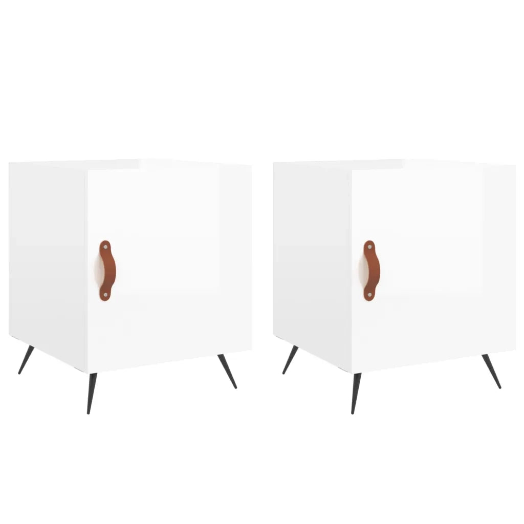 Comodini 2 pz Bianco Lucido 40x40x50 cm in Legno Multistratocod mxl 103224