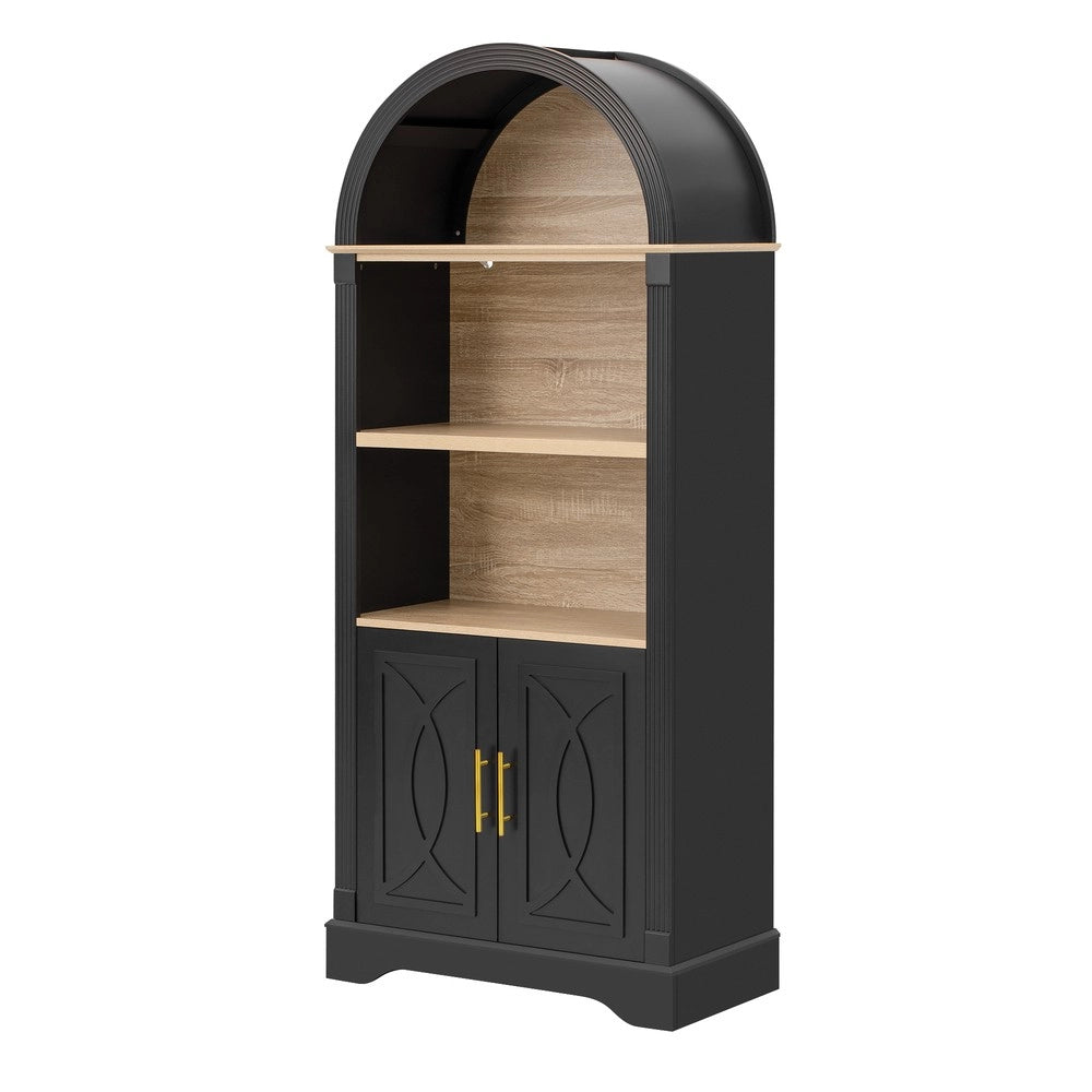 Mobile alto con ripiani regolabili e luci LED ¨C Minimal ¨C Nero, salvaspazio, 45x170x35 cm