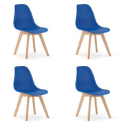 Set di 4 Sedie Kito in Polipropilene Blu con Gambe in Legno di Faggio