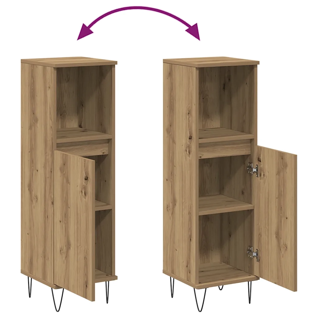 Armadietto Bagno Rovere 30x30x100 cm Legno Multistrato 857209