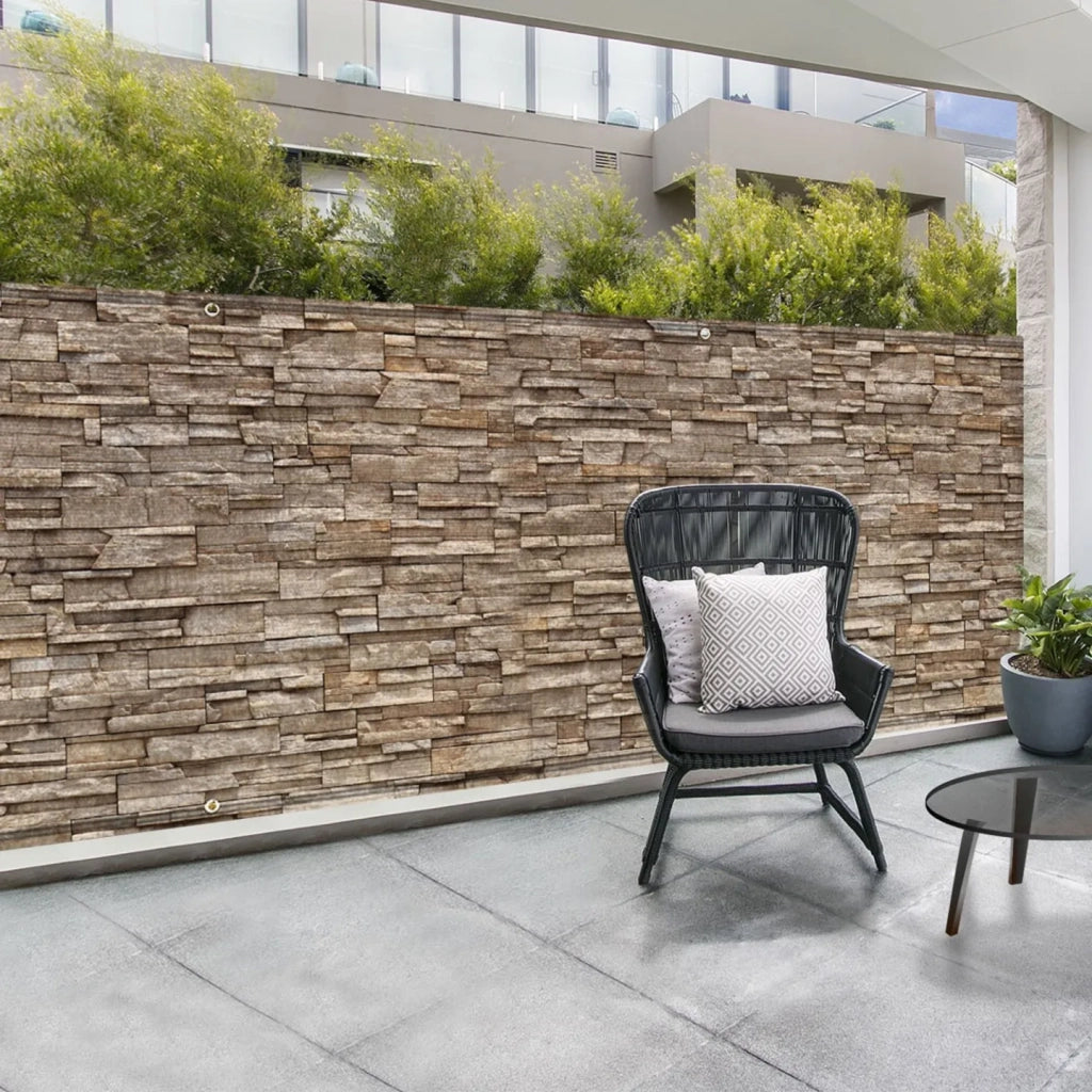 IDMarket - Schermo oscurante 1,8 x 10 M motivo pietra marrone 160 gr/m² (1,8 x 10 M)