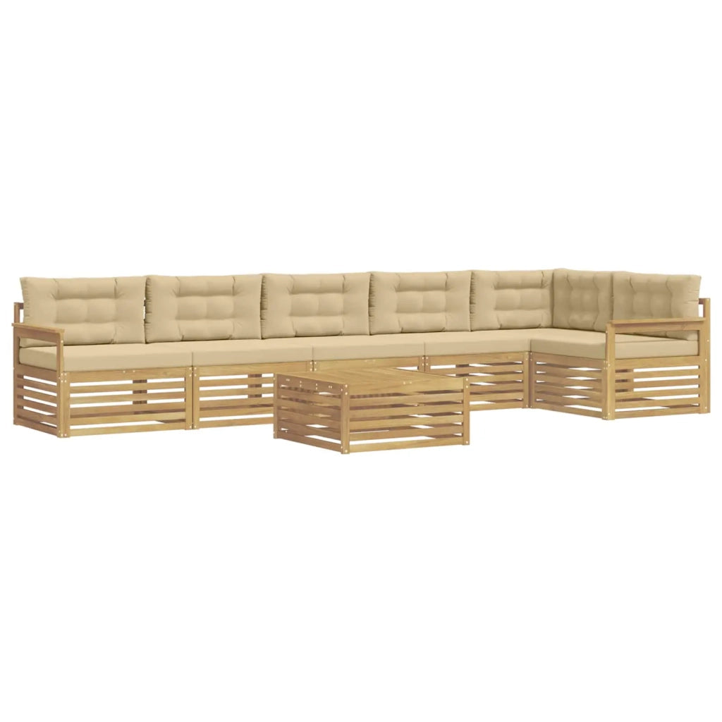 Set di divani da esterno 7 pz Bianco e Beige 3390593