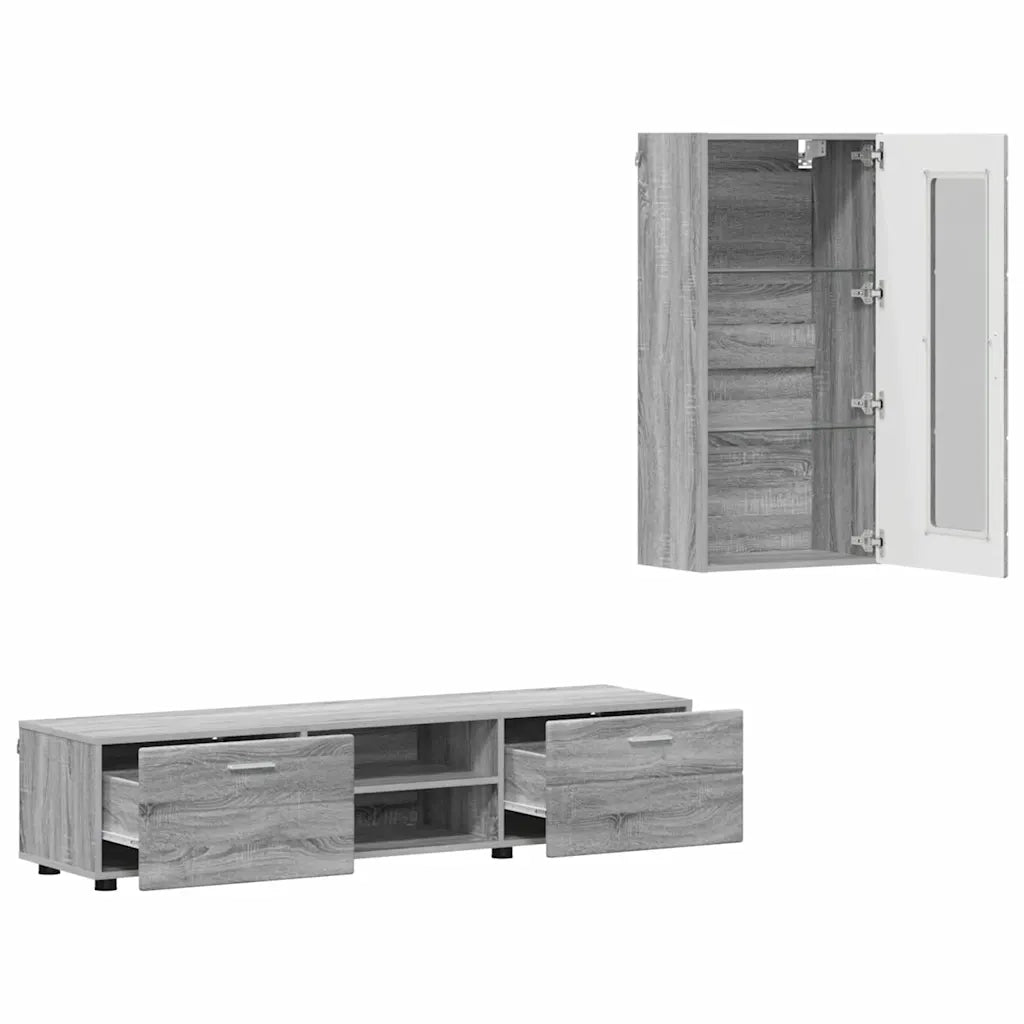 Set mobile TV con porta FLORIN Grigio Sonoma Legno multistrato