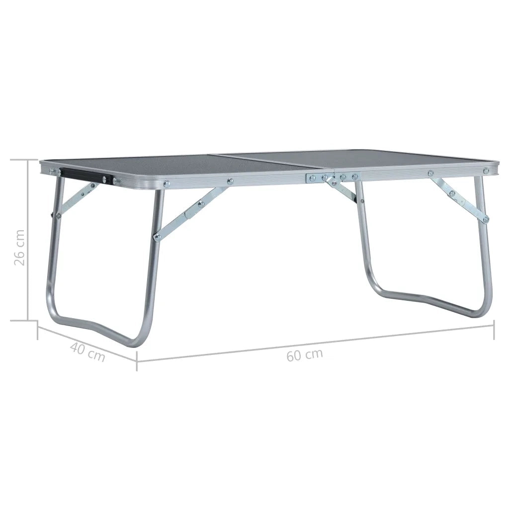 Tavolo Pieghevole da Campeggio Grigio in Alluminio 60x40cm CFW7636756