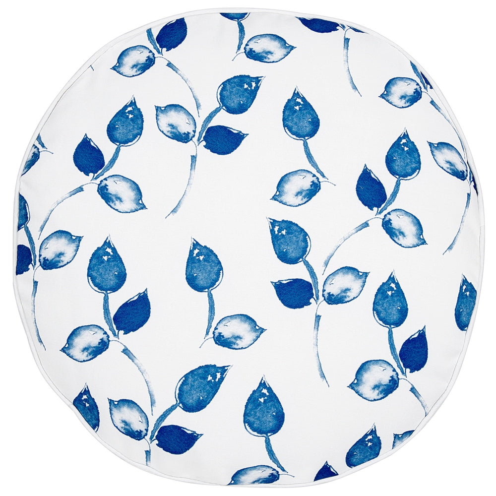 Set di 2 cuscini da giardino in poliestere bianco e blu ⌀ 40 cm Motivo a foglie rotonde Design moderno Cuscino da lancio sparso
