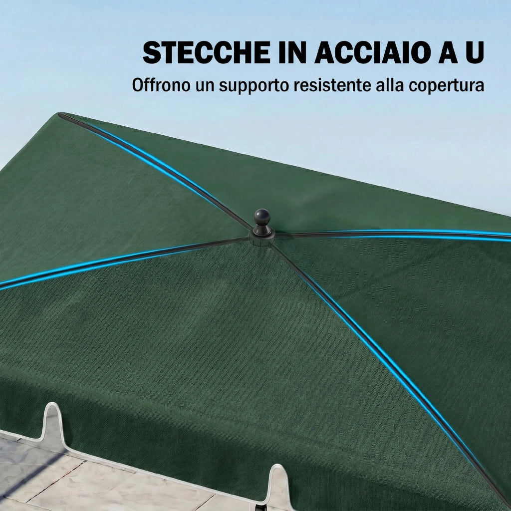 Ombrellone da Giardino Rettangolare ¨C Zephmum ¨C Verde e Nero 2x1.3m