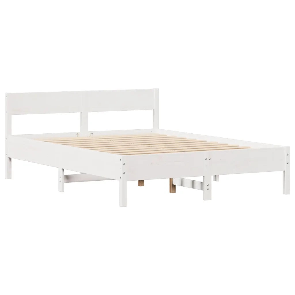 Letto senza Materasso Bianco 140x190 cm Legno Massello di Pino