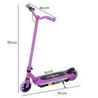 Monopattino elettrico per bambini 6-14 anni, velocità massima 10 km/h, luci LED colorate, freno elettrico, viola