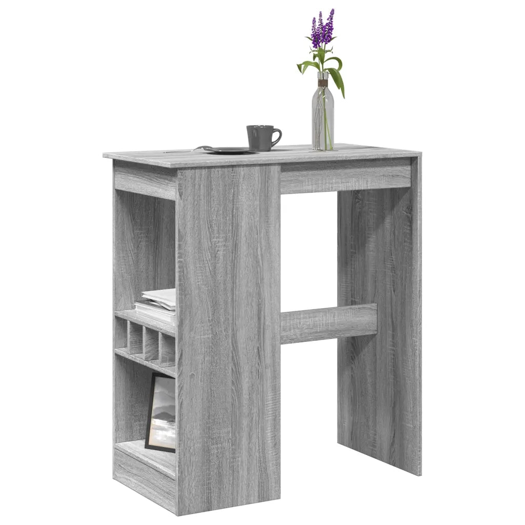vidaXL Tavolo Bar con Rastrelliera Grigio 102x50x103,5cm Multistrato