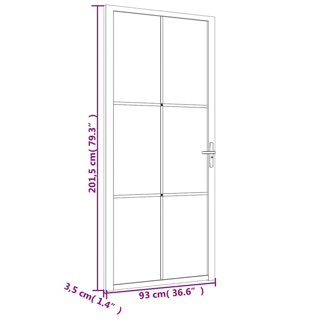 Porta Interna 93x201,5 cm Bianco Opaco Vetro e Alluminio 350582