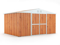 Casetta Box da Giardino in Lamiera di Acciaio Porta Utensili 403x269x217 cm Enaudi Legno