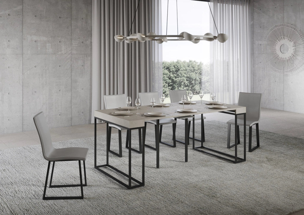 Consolle Allungabile 90-196x40x77 cm Epoca Small Cashmere Telaio Antracite