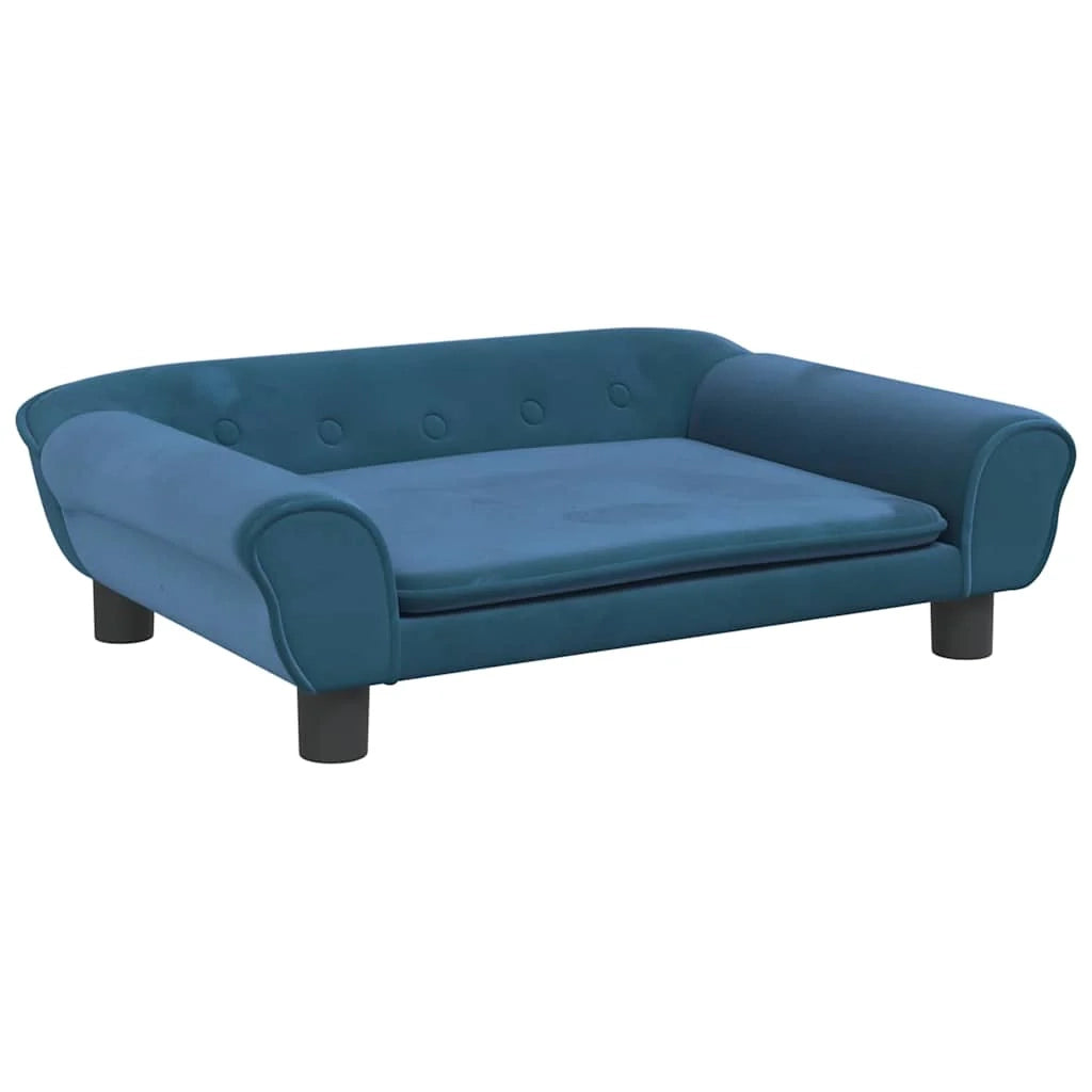 Cuccia per cani con cesto divano confortevole 70 x 48 x 22 cm velluto blu 02_0042883