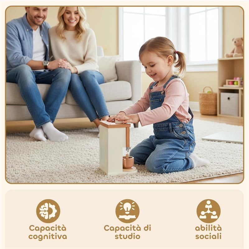 SET MACCHINA DEL CAFFÞ GIOCATTOLO IN LEGNO PER BAMBINI DA 3 ANNI CON ACCESSORI, MARRONE
