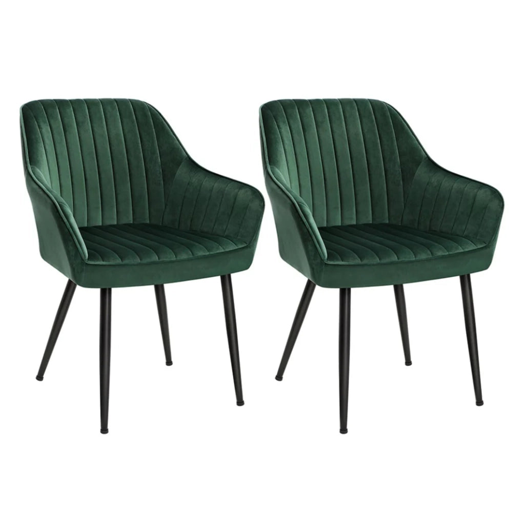 Sedia da pranzo poltrona seduta imbottita con braccioli larghezza seduta 49 cm gambe in metallo rivestimento in velluto portata 110 kg per soggiorno o camera da letto verde 12_0004919