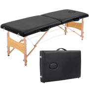 Letto Massaggio Portatile 2 Zone Regolabile ¨C zephmum ¨C 186x60 cm Nero Legno