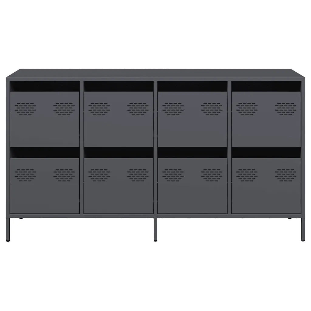 Credenza Antracite 135x39x73,5 cm in Acciaio Laminato a Freddo