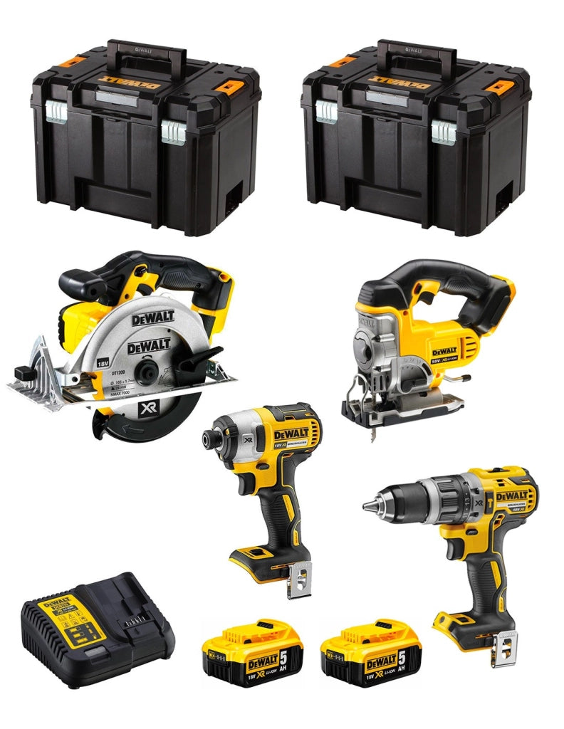 DeWALT Kit DWK402 (DCD796 + DCF887 + DCS331 + DCS391 + 2 x 5,0 Ah + DCB115 + 2 x TSTAK VI)