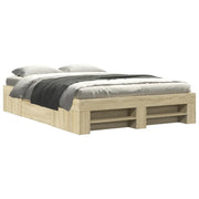 Letto matrimoniale | Letto per adulti | Giroletto Rovere Sonoma 135x190 cm in Legno Multistrato