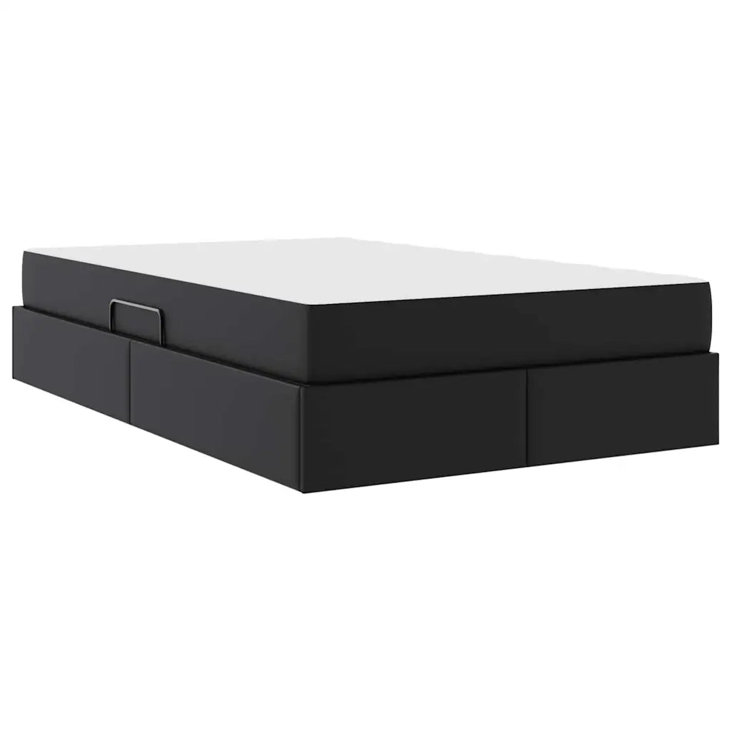 Letto con contenitore e materasso 2 pcs Nero Pelle