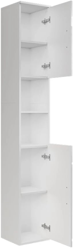Mobile alto Irma, Bianco/bianco lucido, 30 x 190 cm con 2 porte