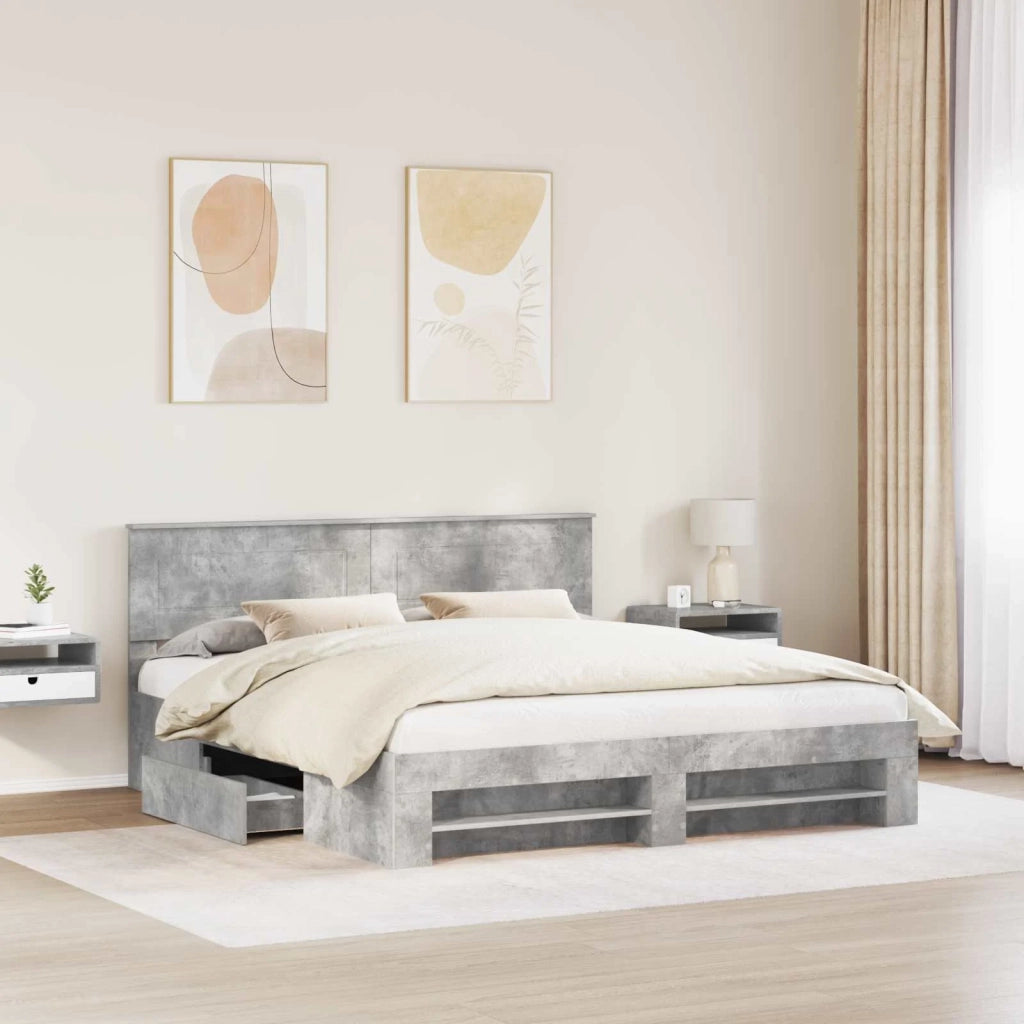 Struttura del letto con testiera Grigio cemento 200 x 200 cm 3408728
