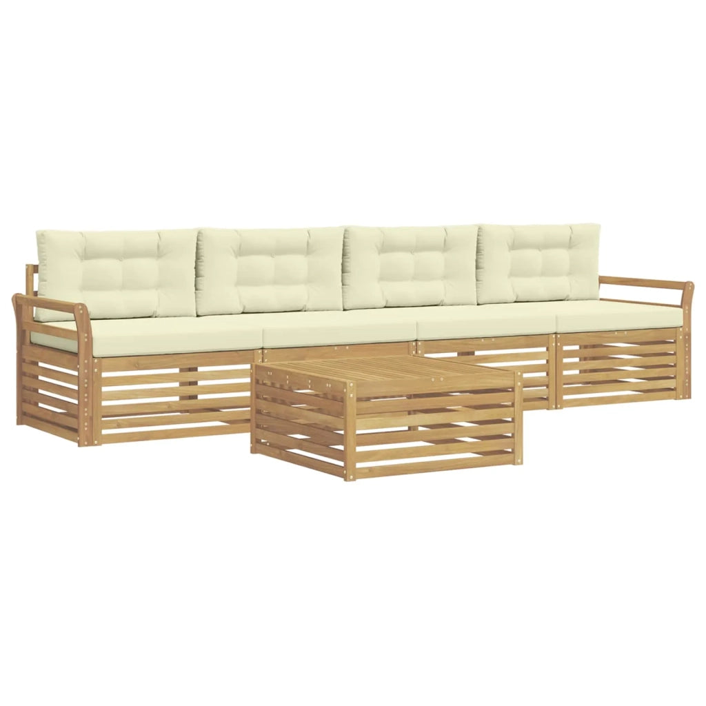 Set di divani da esterno 5 pz Bianco e Crema 3390005