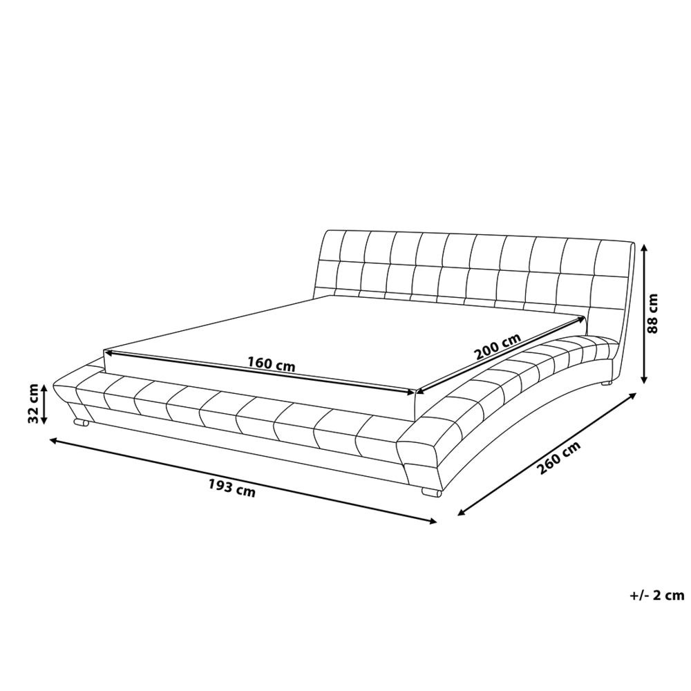 Letto ad acqua grigio tessuto 160 x 200 cm telaio ad arco testiera trapuntata
