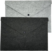 2 Set di Cartelle Documentarie con Chiusura a Patta - Portafoglio per Ufficio, Scuola e Casa - Grigio + Nero