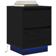Comodino con Luci LED-Tavolino da notte Nero 38x34x50 cm 581071