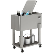 Carrello Refrigeratore con Ruote e Ripiano 56L per Giardino e Terrazza ¨C zephmum ¨C 67x35x80 cm Grigio