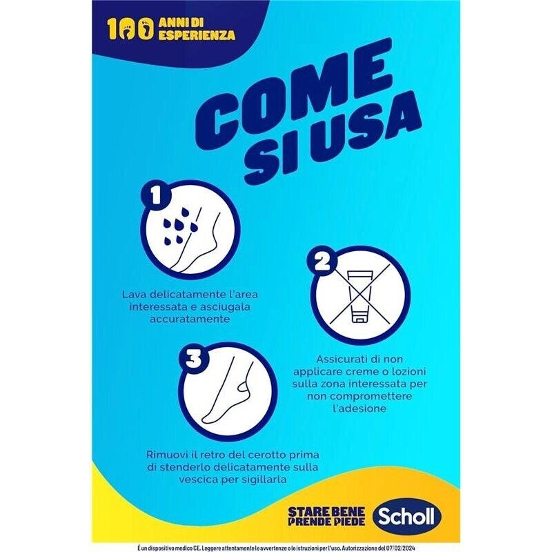 SCHOLL CEROTTI PER LE VESCICHE DEI PIEDI AD ALTO POTERE ADESIVO RESISTENTI ALL'ACQUA E A LUNGA TENUTA DA 5 CEROTTI