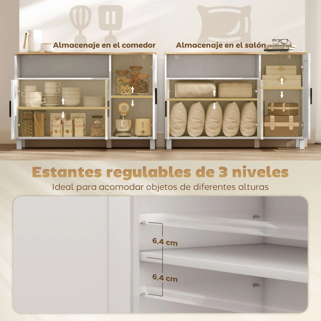 Credenza 3 Ante ¨C Xylo ¨C Bianco Legno Ripiani Regolabili