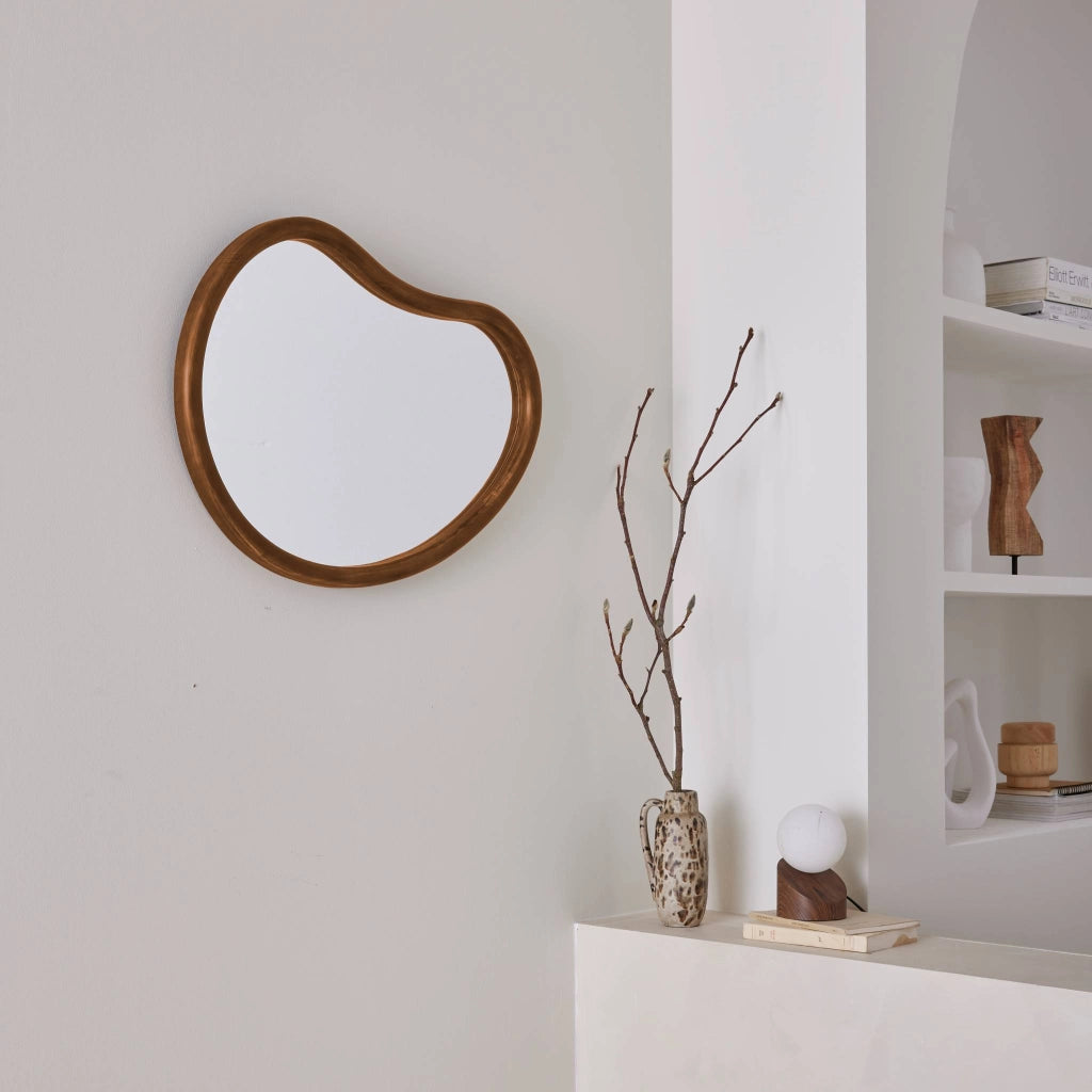 Specchio organico in legno di abete, 65cm, marrone