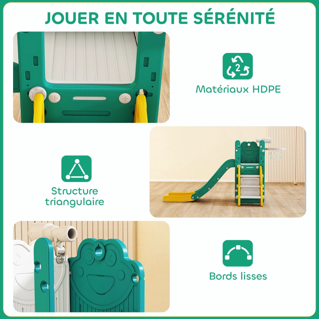 Toboggan 5 in 1 per bambini con canestro ¨C zephmum ¨C 178x70x86cm giallo