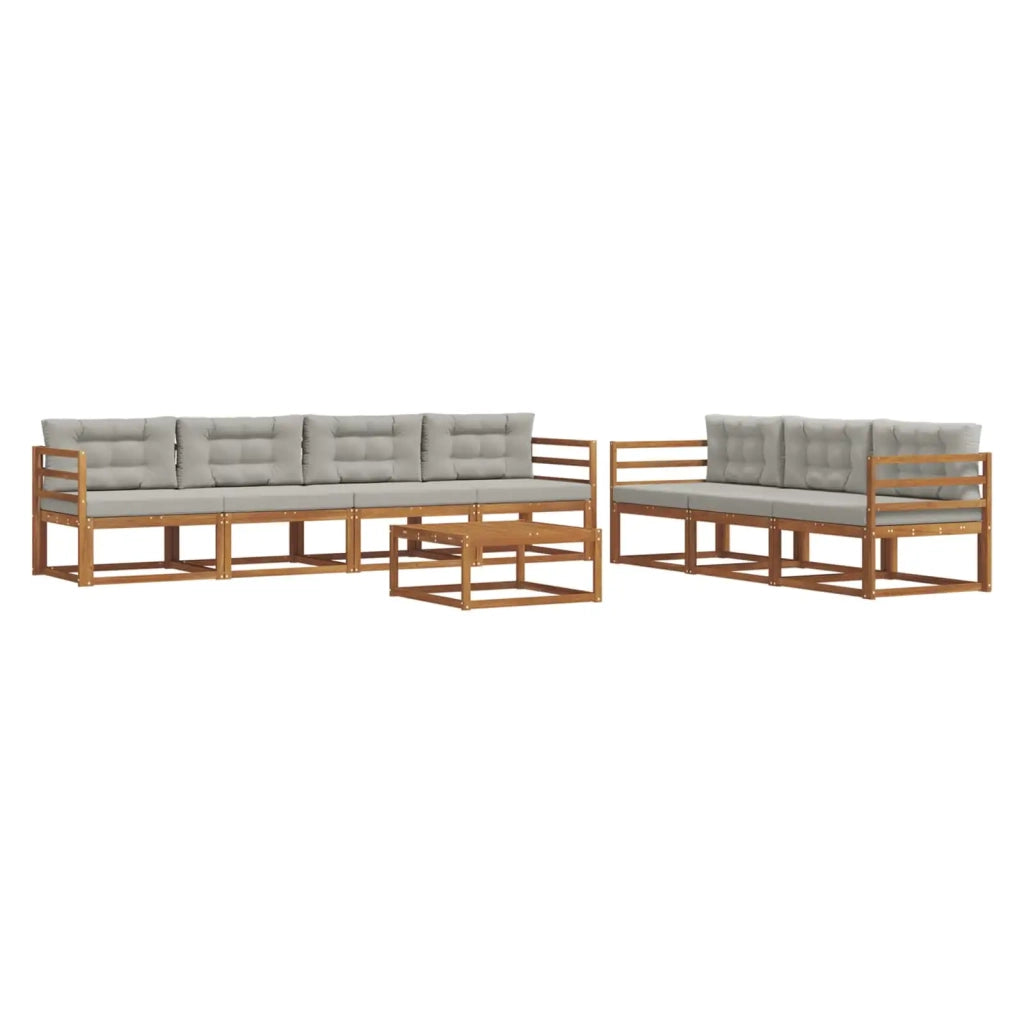 Set di divani da esterno 8 pcs Grigio Naturale e Chiaro